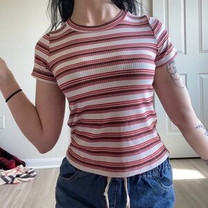 Striped Red and White Women's Top